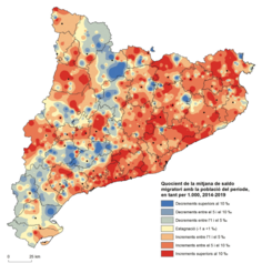 Mapa 2.10. Unes poques bosses sense immigració recent a l’interior