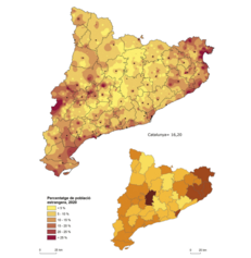 Mapa 2.15. Immigració estrangera repartida i amb petites concentracions